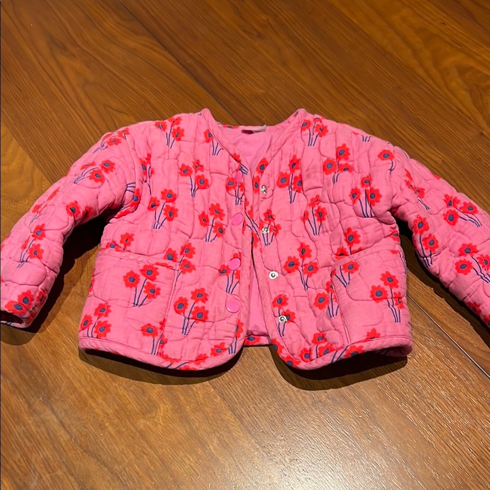 Cotton Floral Pink Kids Jacket